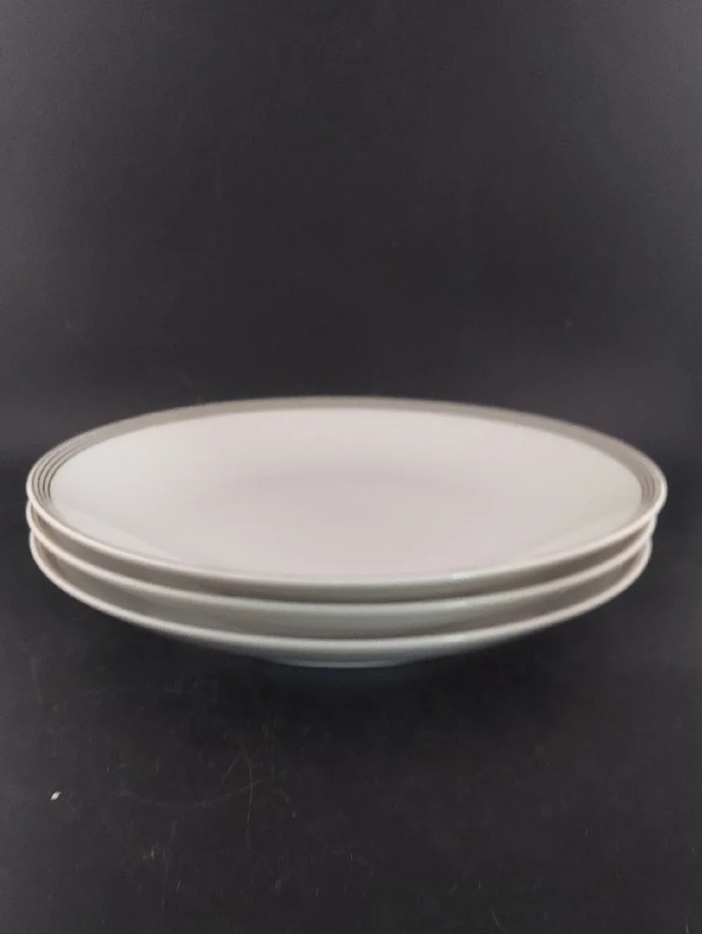 Martha Stewart Elegant White Dinner Plates with Gold Rim - Set of 3